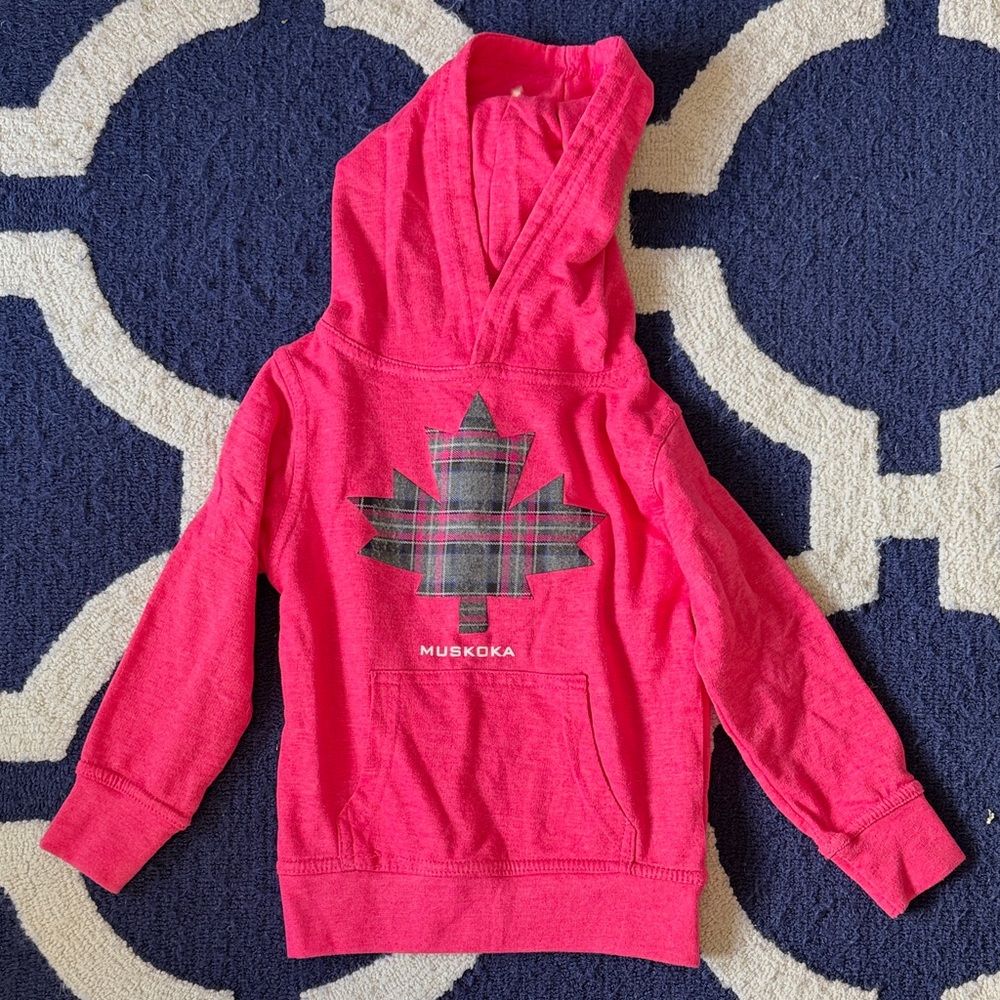 Kids Hoodie with Plaid Leaf Design